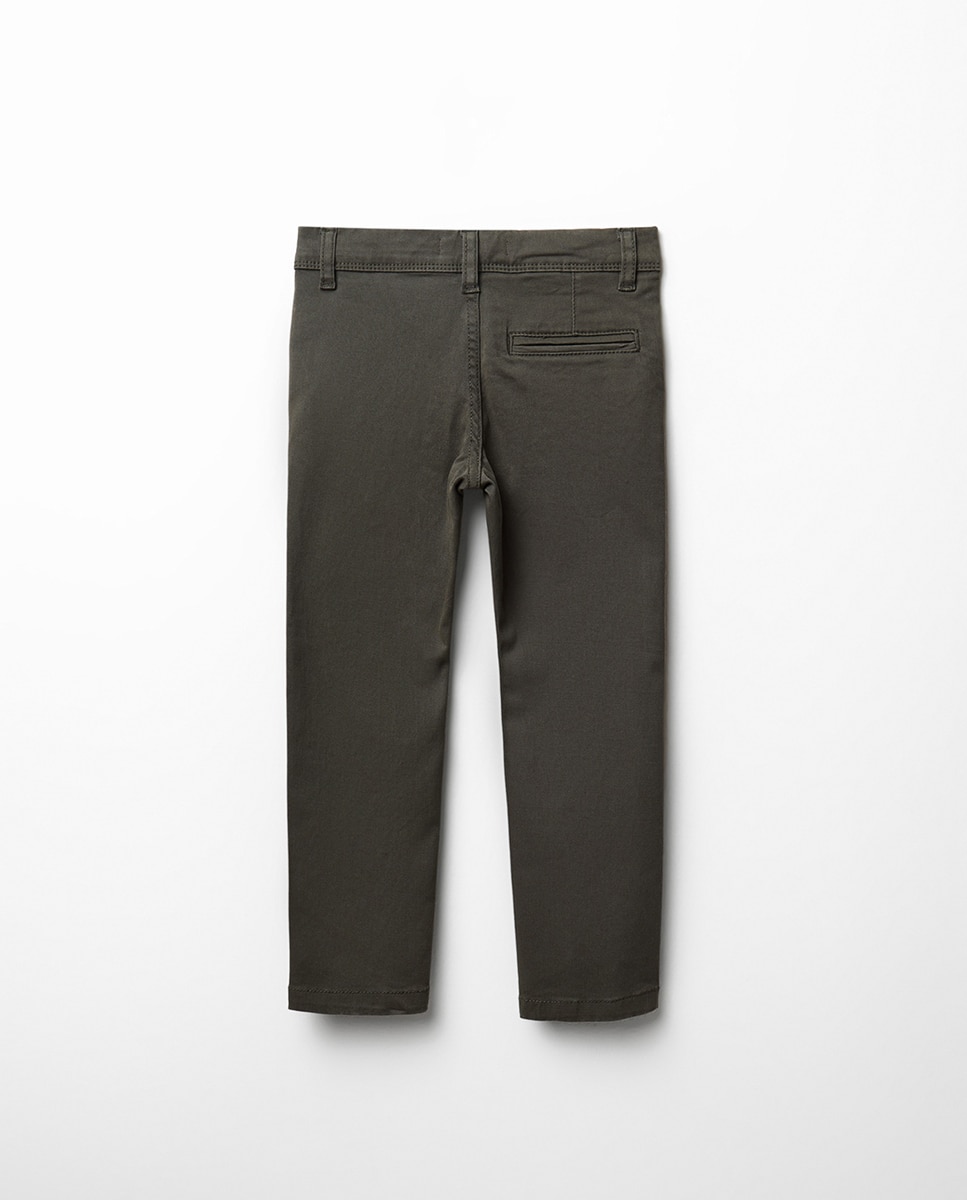 Calças Chino Básicas Sfera 520 Caqui-4