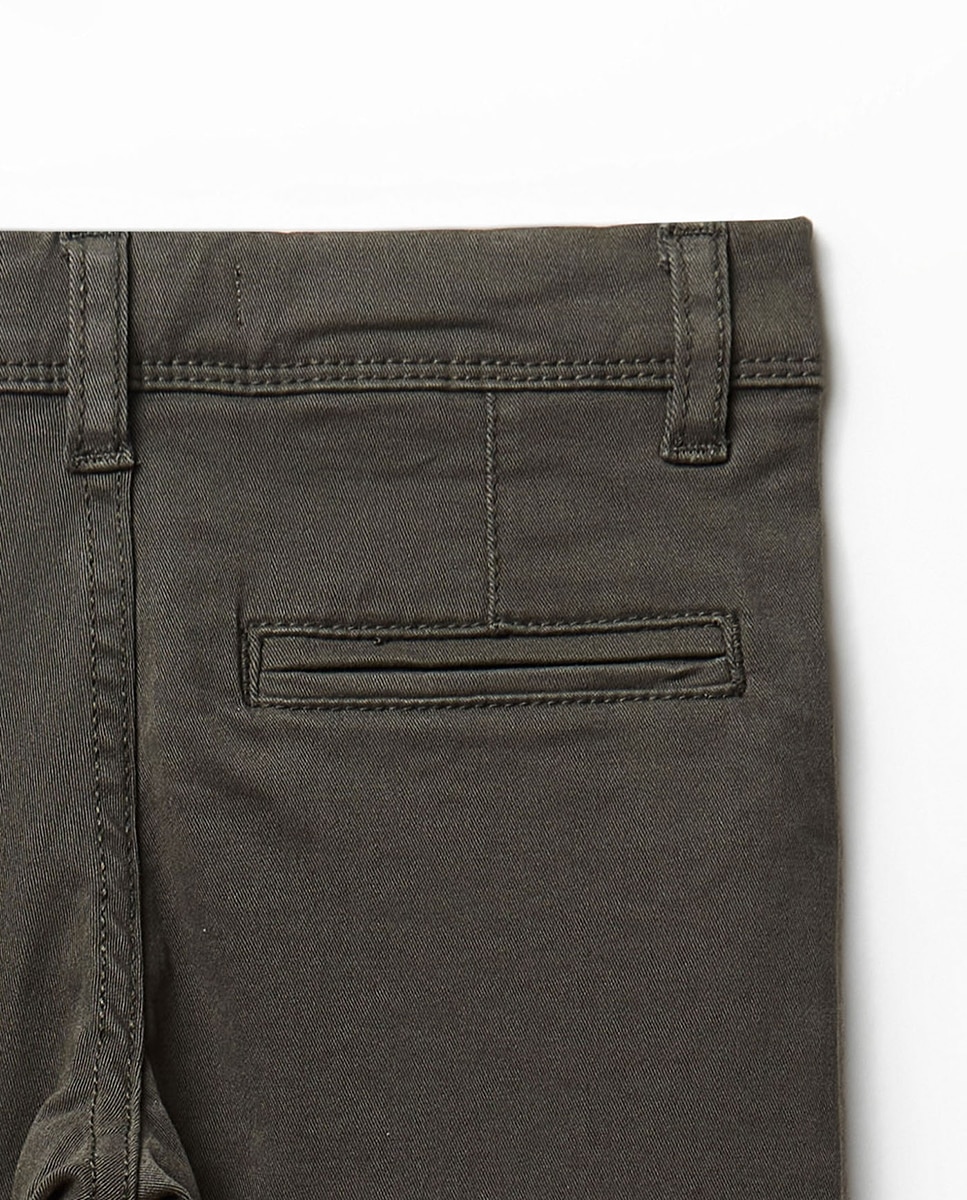 Calças Chino Básicas Sfera 520 Caqui-5