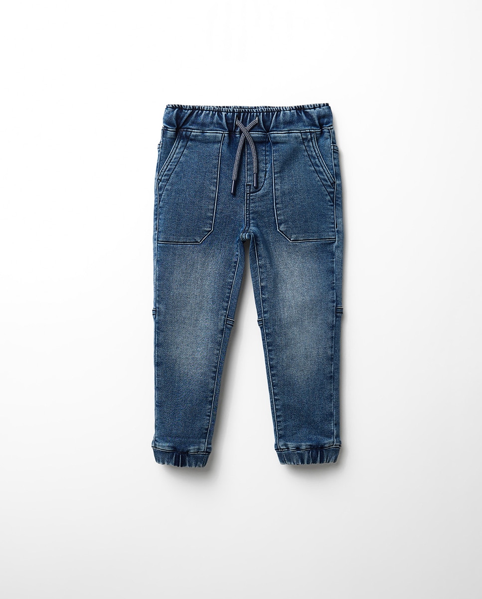 Denim jogger puÑos - Sfera - Azul pálido Azul pálido-1