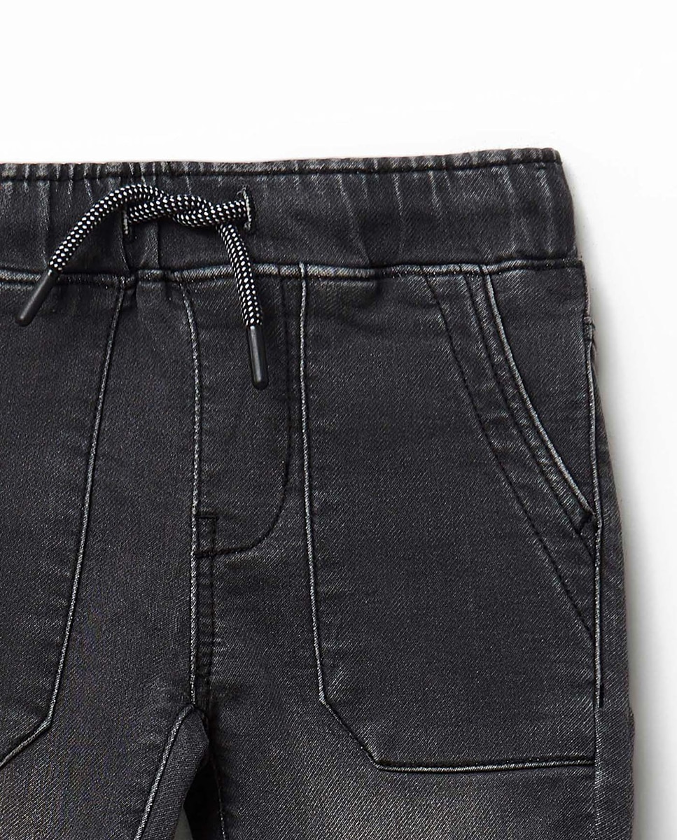 Jeans Jogger com Punhos Sfera Chumbo-2