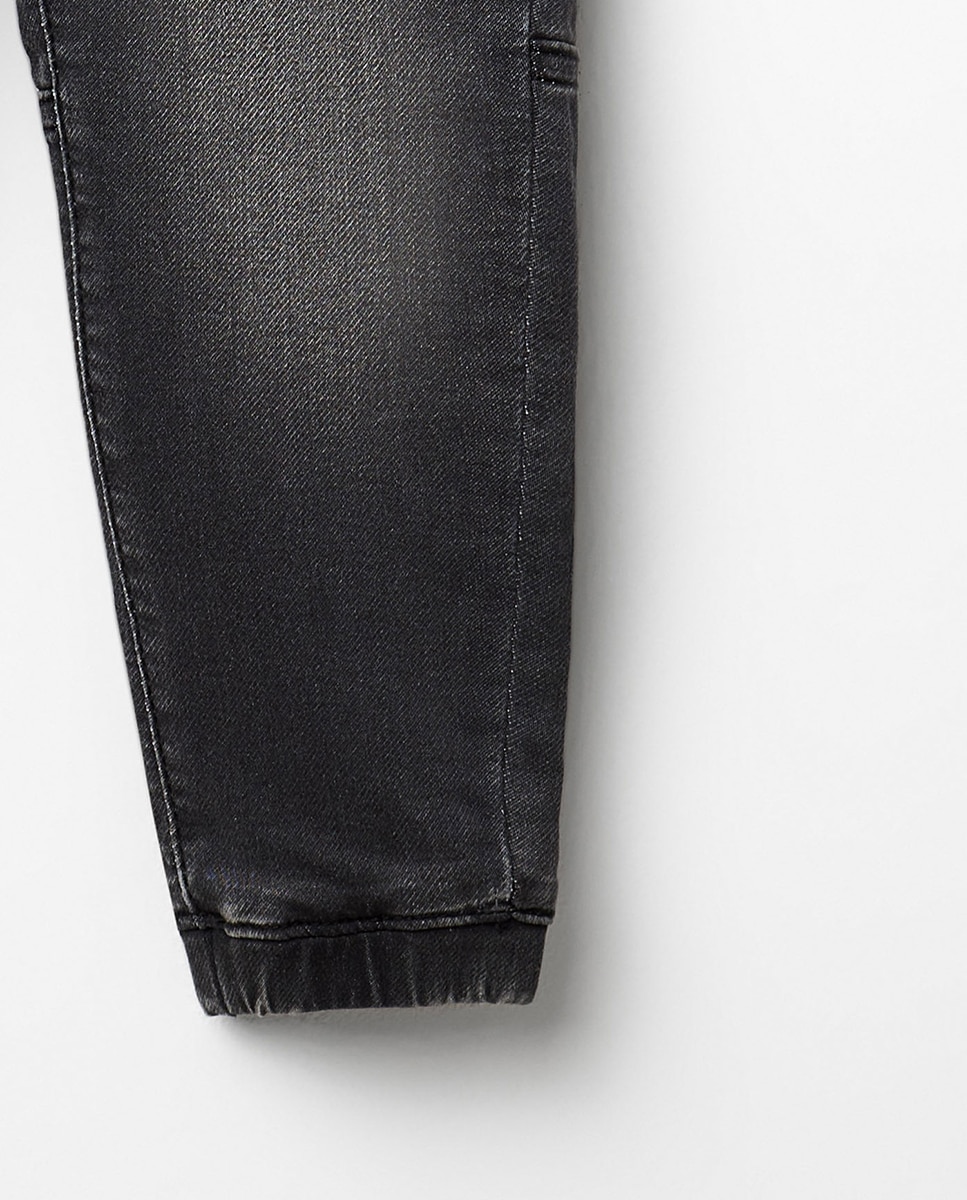 Jeans Jogger com Punhos Sfera Chumbo-3