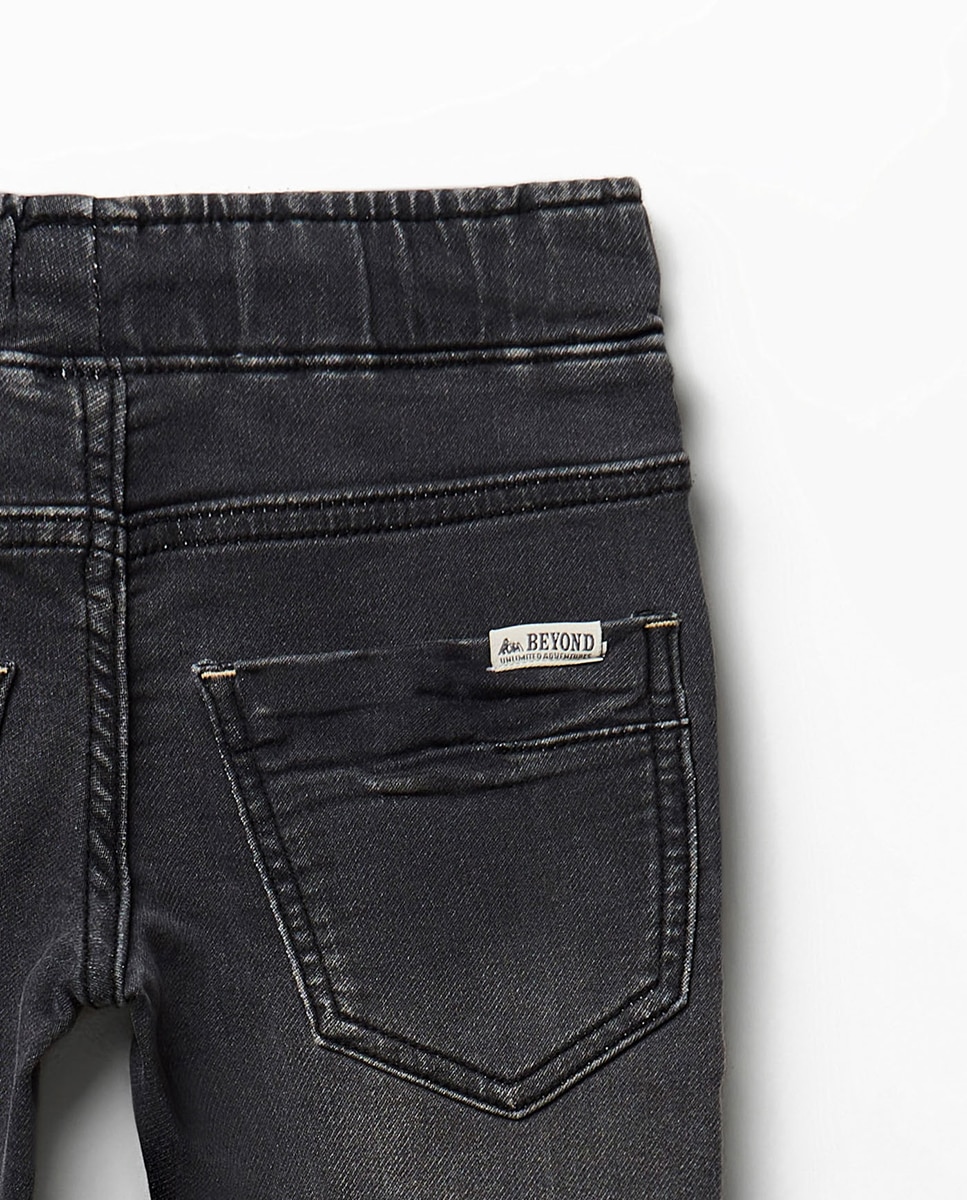 Jeans Jogger com Punhos Sfera Chumbo-4