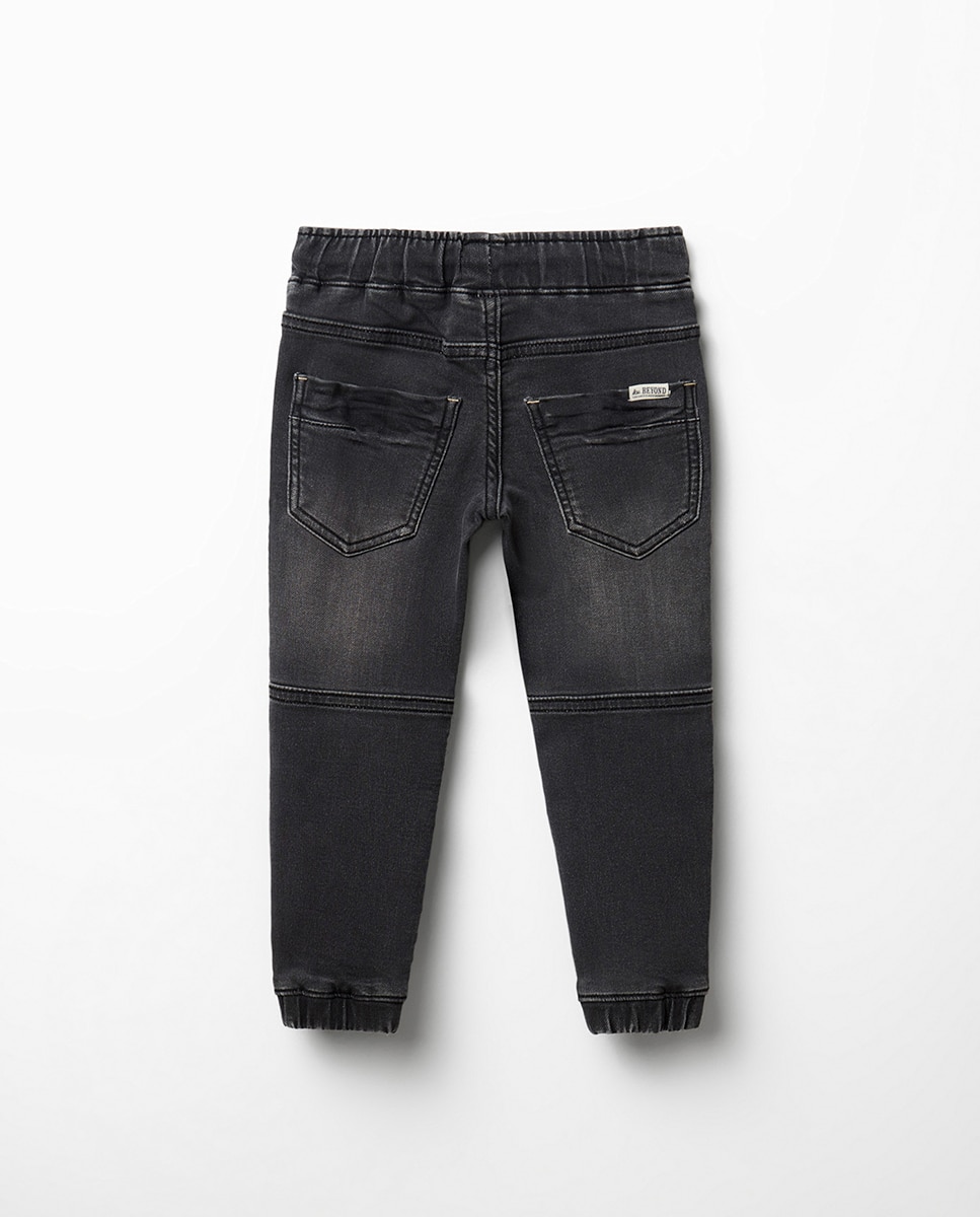 Jeans Jogger com Punhos Sfera Chumbo-5