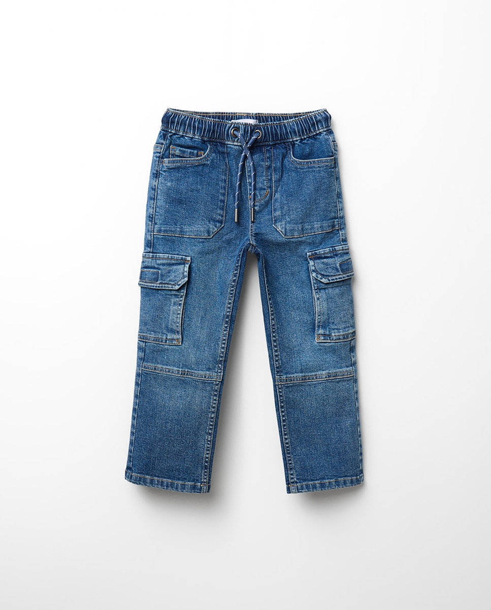 Imagem 0 de Jeans Cargo com Cintura Elástica
