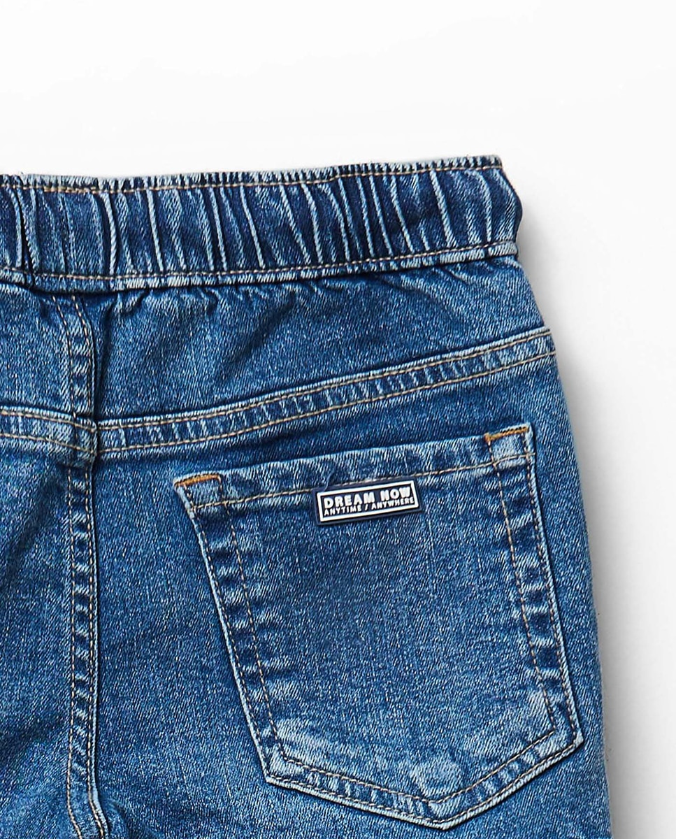 Jeans Cargo com Cintura Elástica Sfera Cerúleo-3