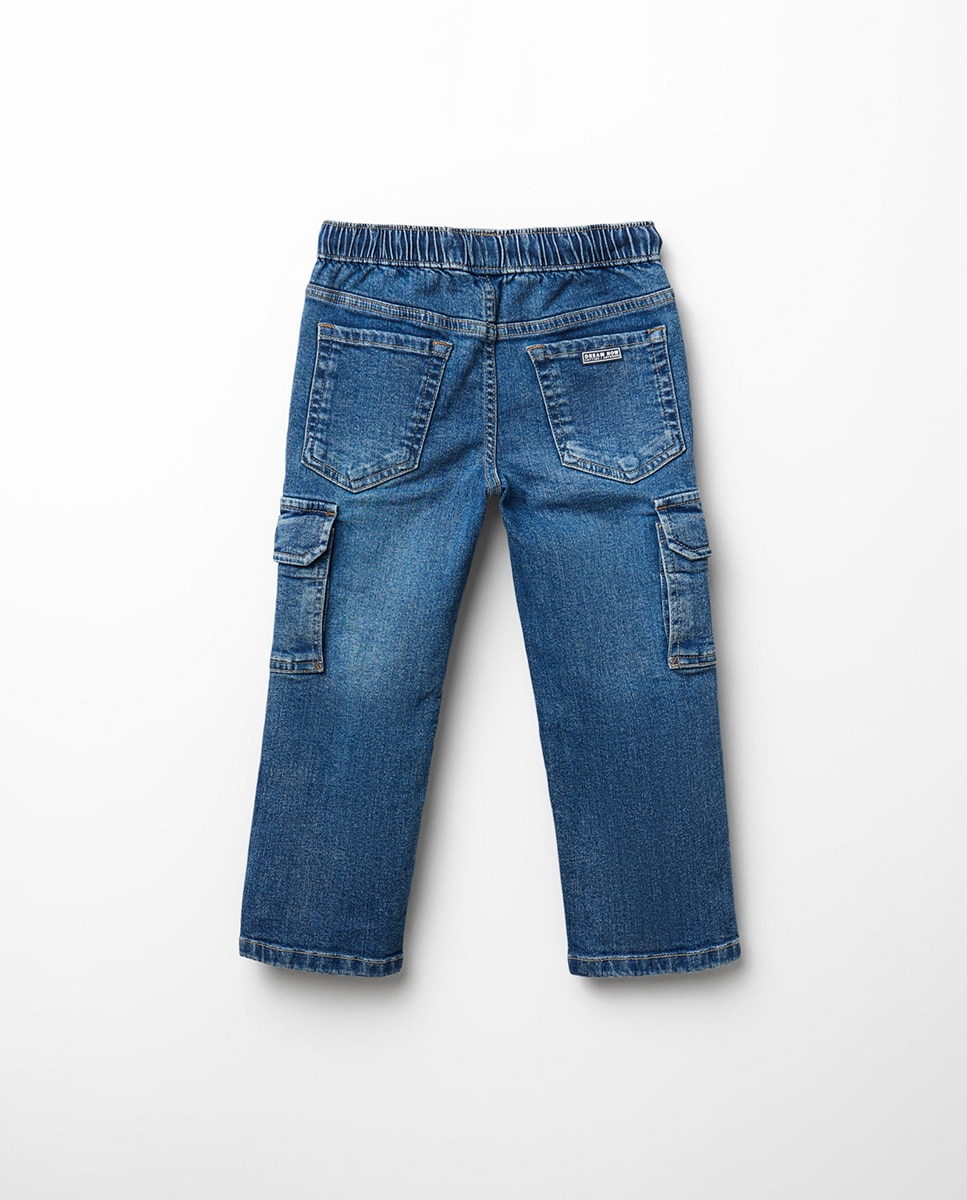 Jeans Cargo com Cintura Elástica Sfera Cerúleo-4