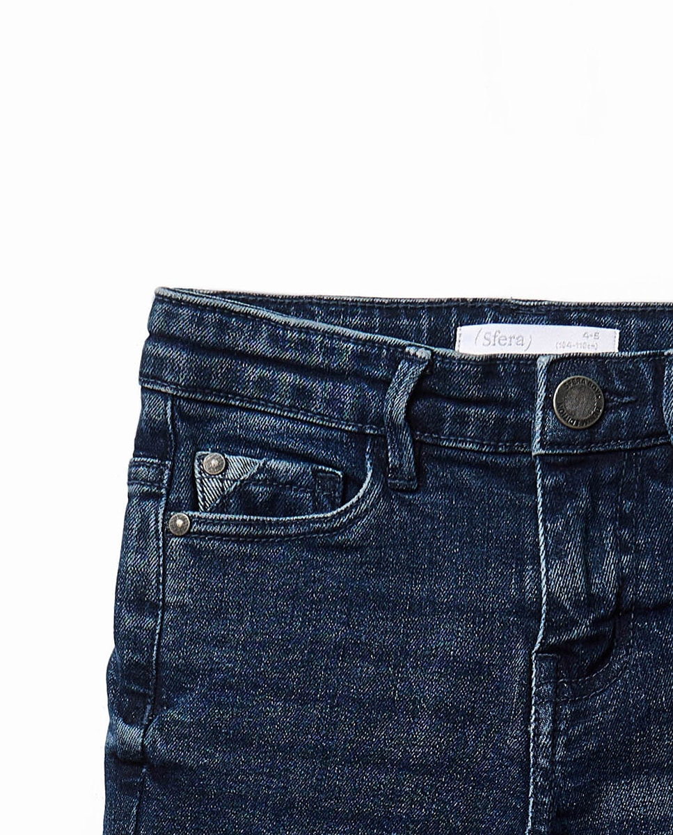 Jeans Slim com Detalhe no Bolso Sfera Azul pálido-2
