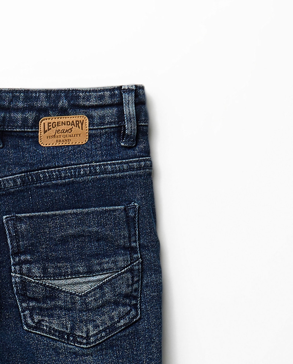 Jeans Slim com Detalhe no Bolso Sfera Azul pálido-3
