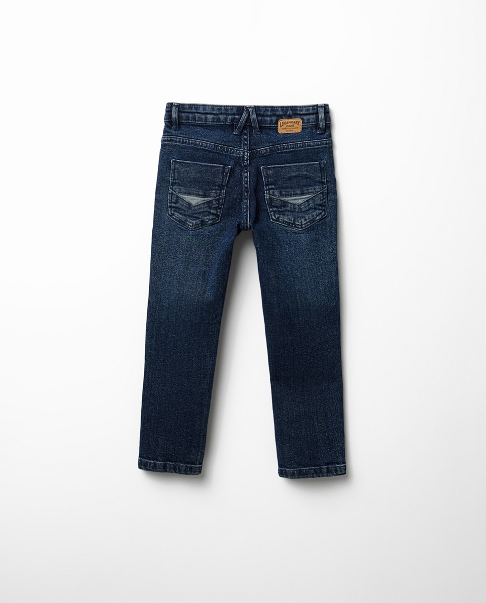 Jeans Slim com Detalhe no Bolso Sfera Azul pálido-4