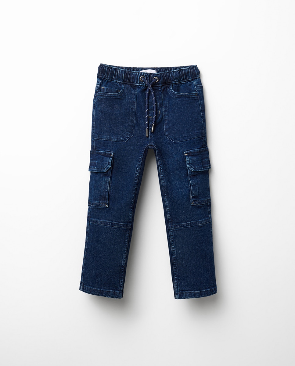 Denim cargo cintura elástica - Sfera - Azul Suave Azul Suave-1