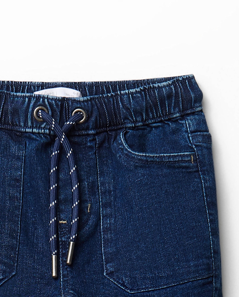 Denim cargo cintura elástica - Sfera - Azul Suave Azul Suave-2