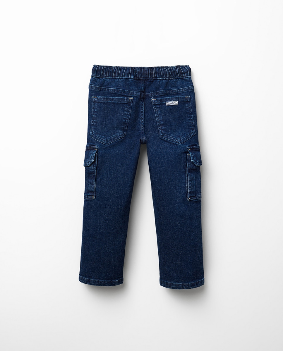 Denim cargo cintura elástica - Sfera - Azul Suave Azul Suave-4