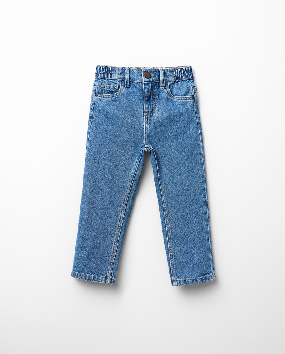 Jeans Straight com 5 Bolsos Azul pálido-5