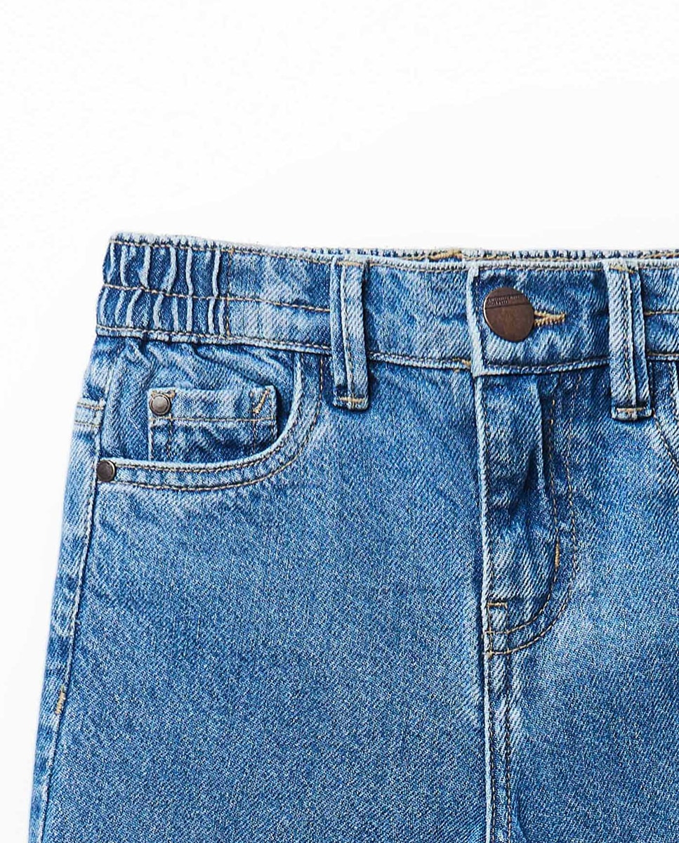 Jeans Straight com 5 Bolsos Azul pálido-6
