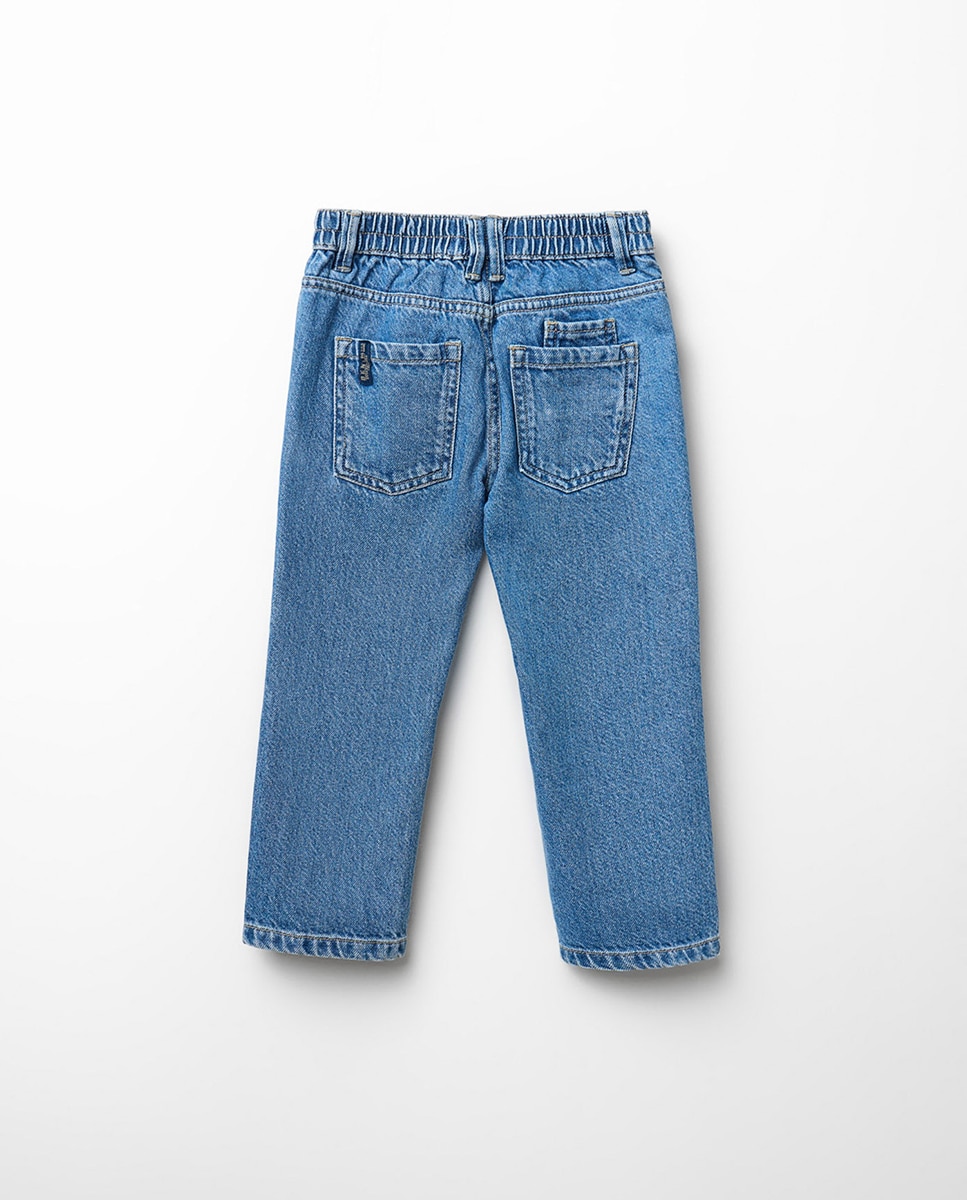 Jeans Straight com 5 Bolsos Azul pálido-7
