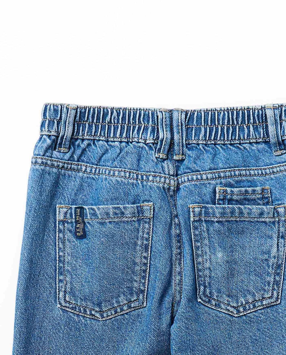 Jeans Straight com 5 Bolsos Azul pálido-8