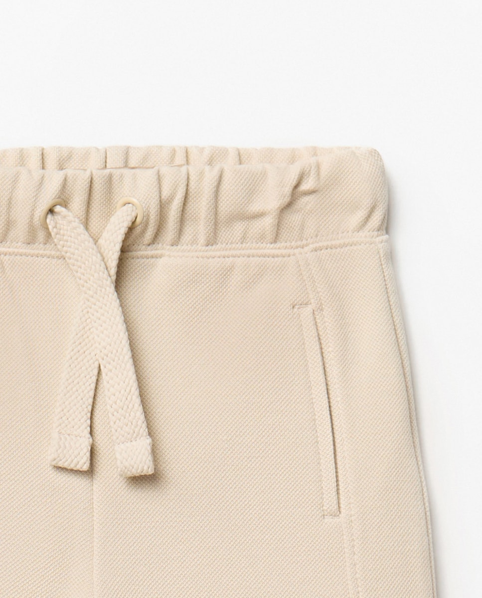 Calças com Piqué e Felpa Cru-2