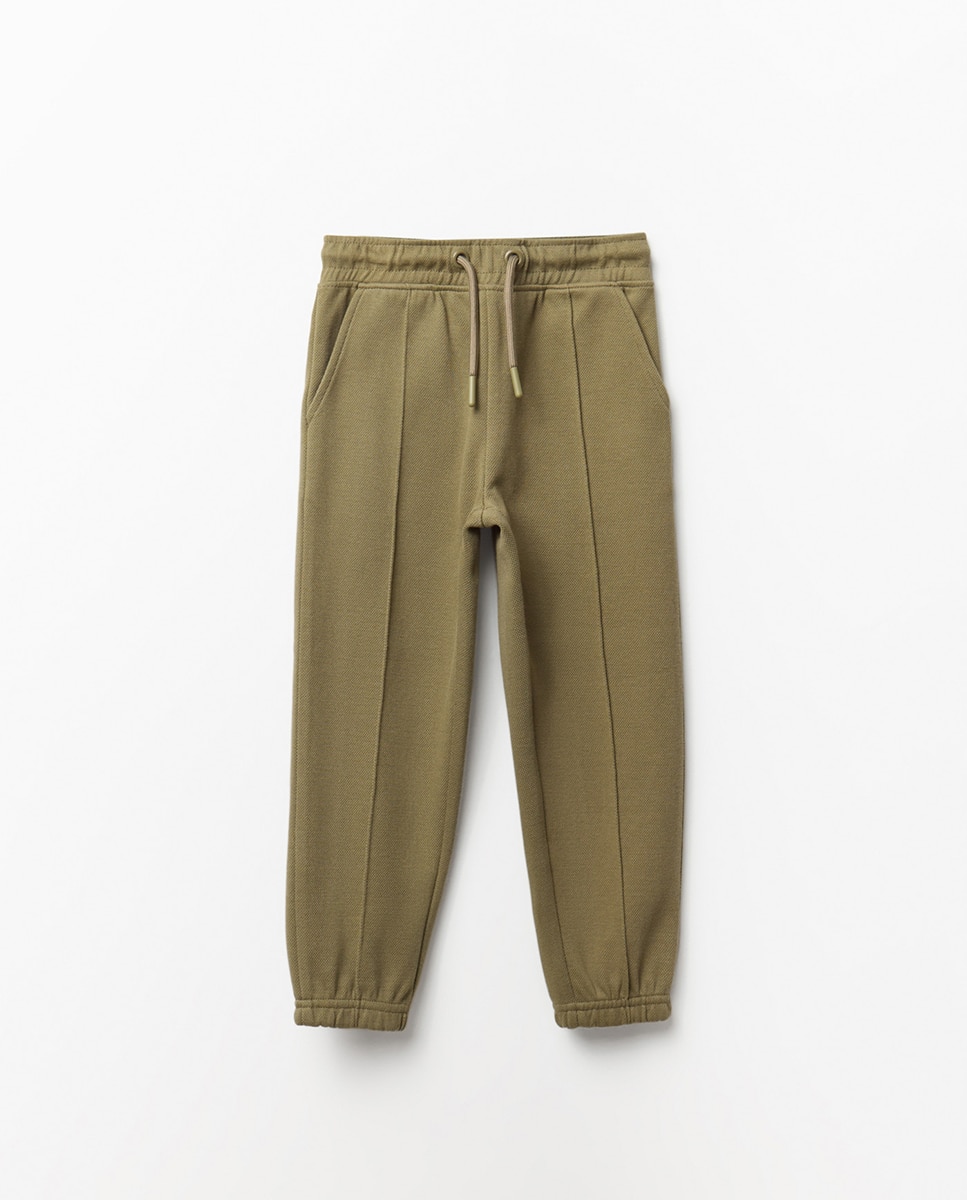 Calças Piqué Básicas Caqui-1