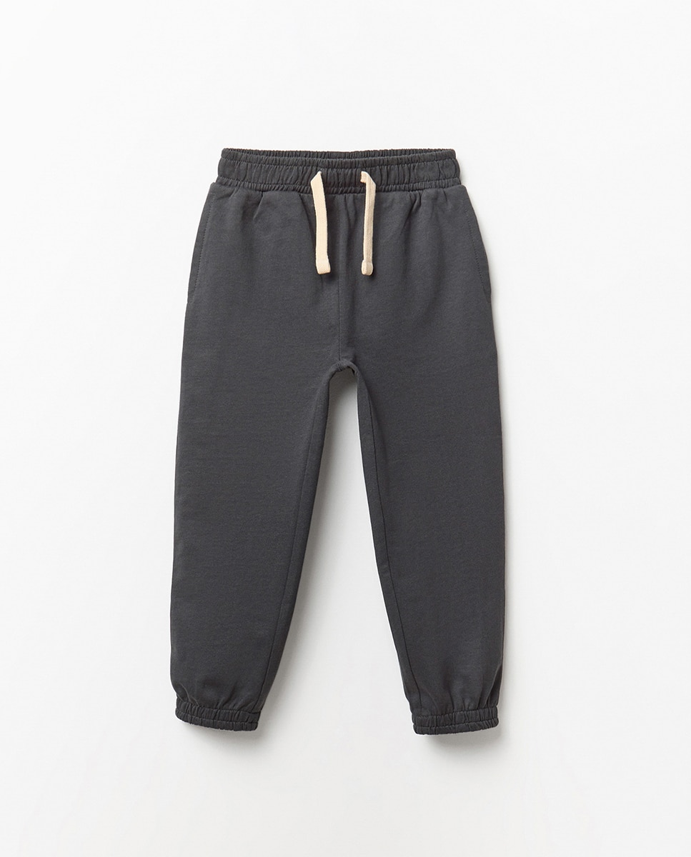 Calças Básicas Cinzento-escuro-2