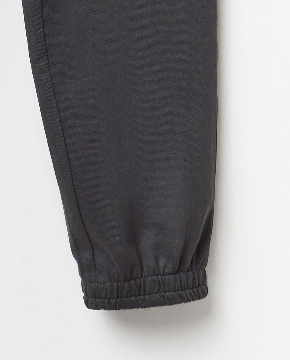 Calças Básicas Cinzento-escuro-3