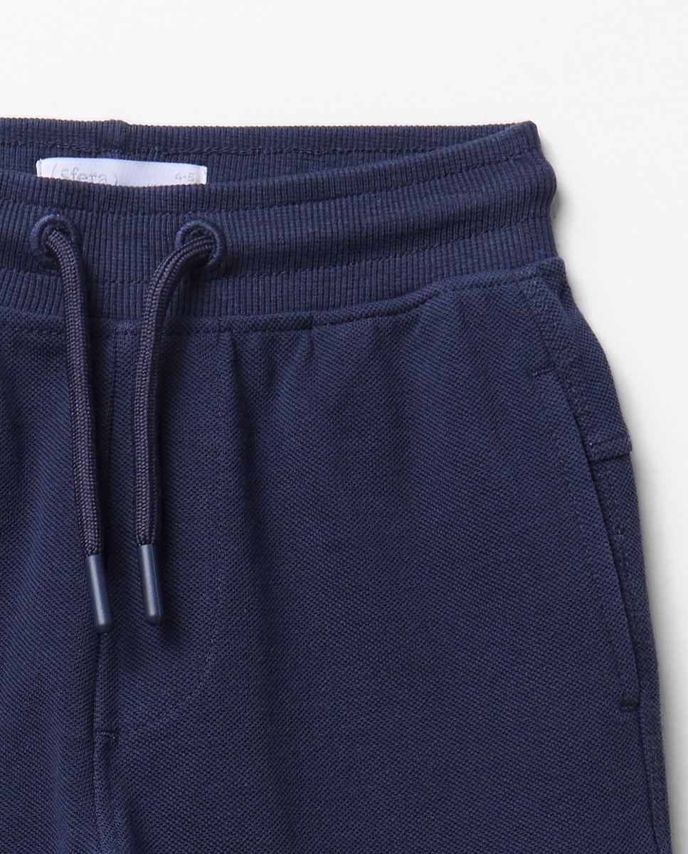 Bermudas Básicas de Piqué Sfera Marinho-2