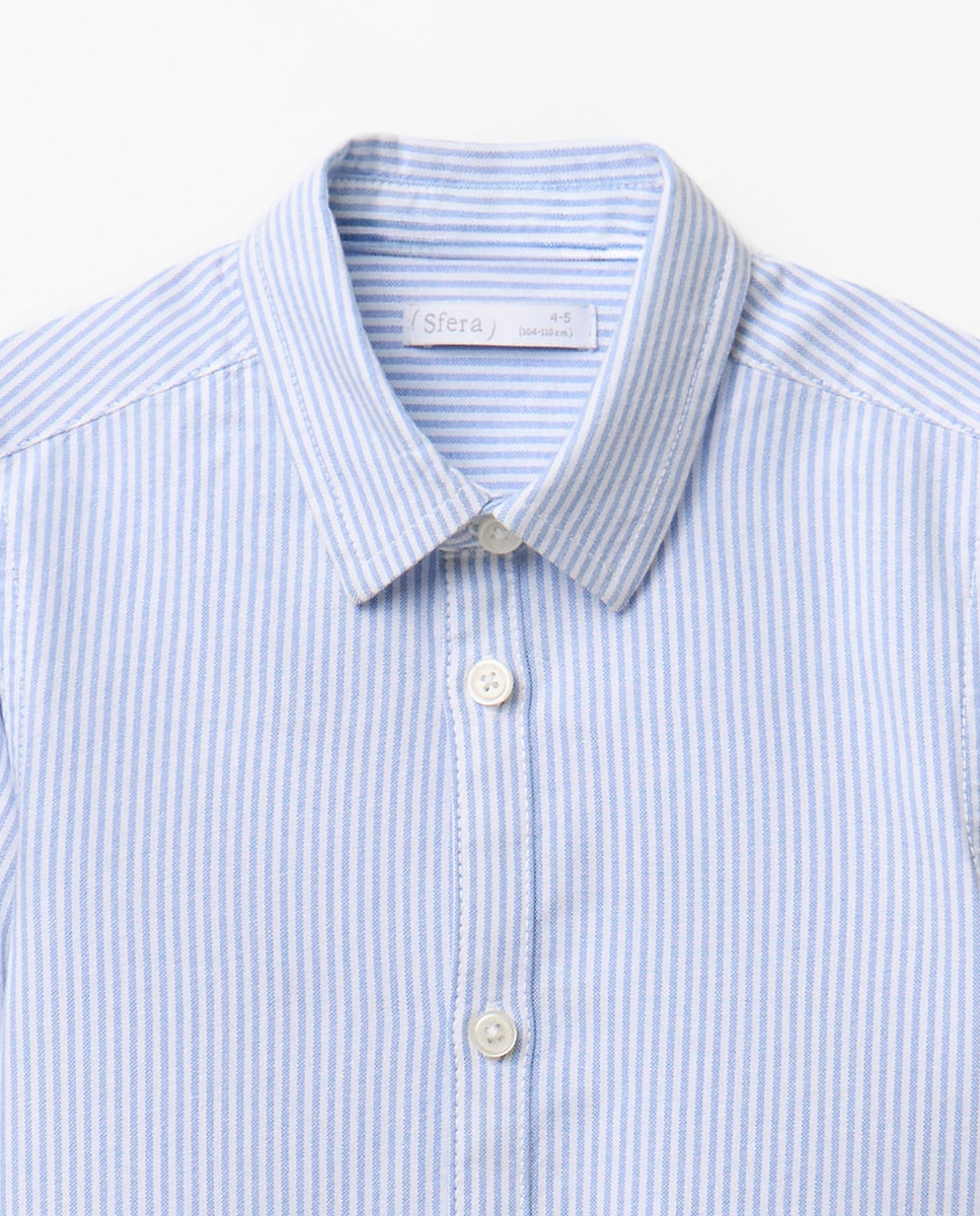 Camisa Oxford às Riscas Sfera Azul-claro-5