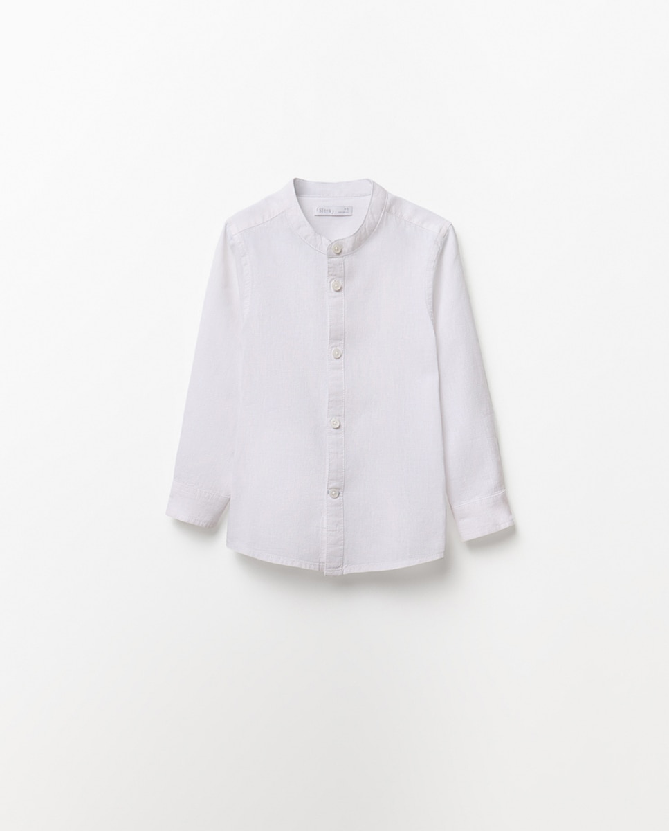 Camisa de Linho e Algodão Branco-3