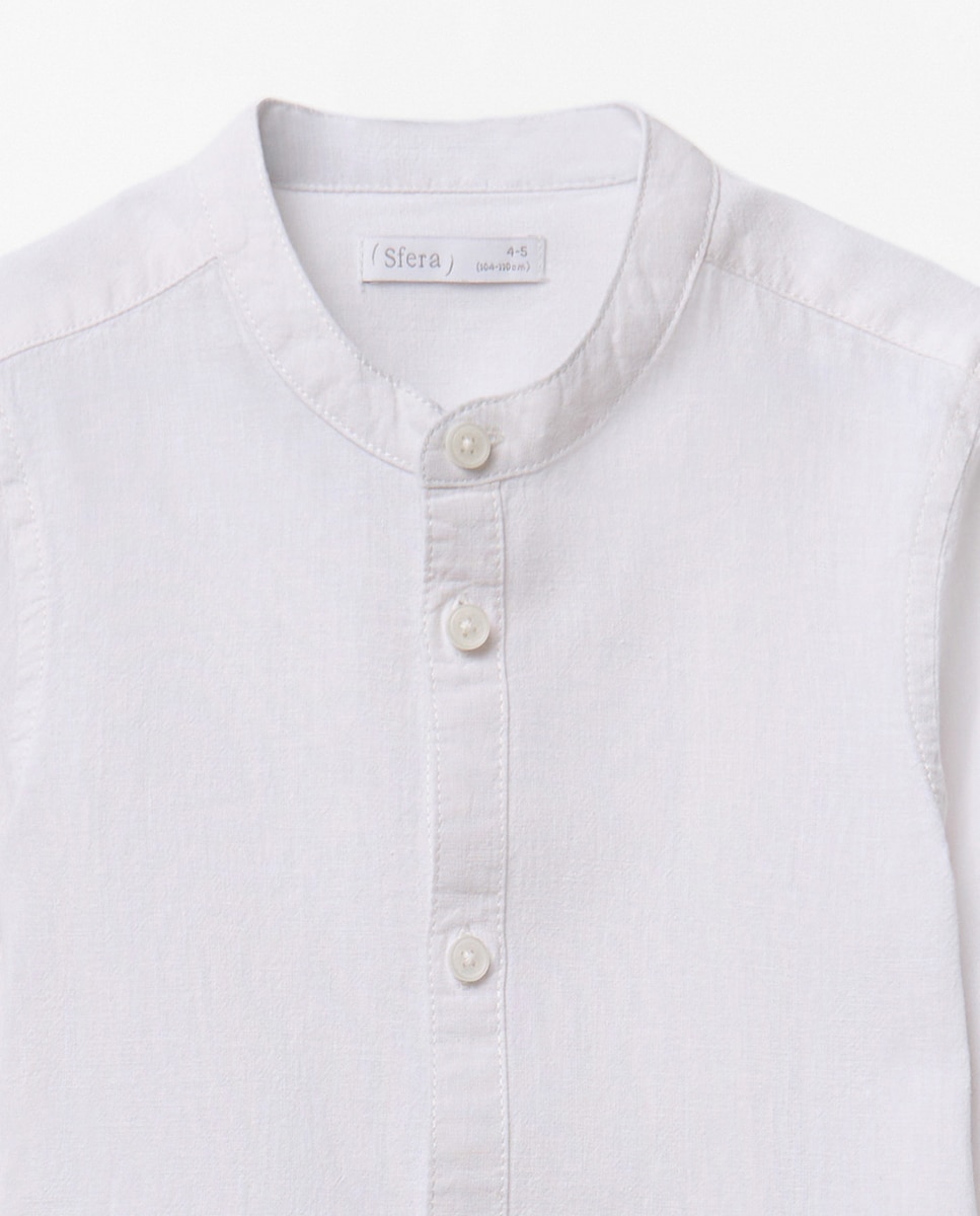 Camisa de Linho e Algodão Branco-4