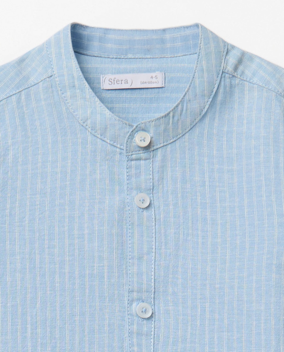 Camisa de Linho Sfera Azul-claro-2