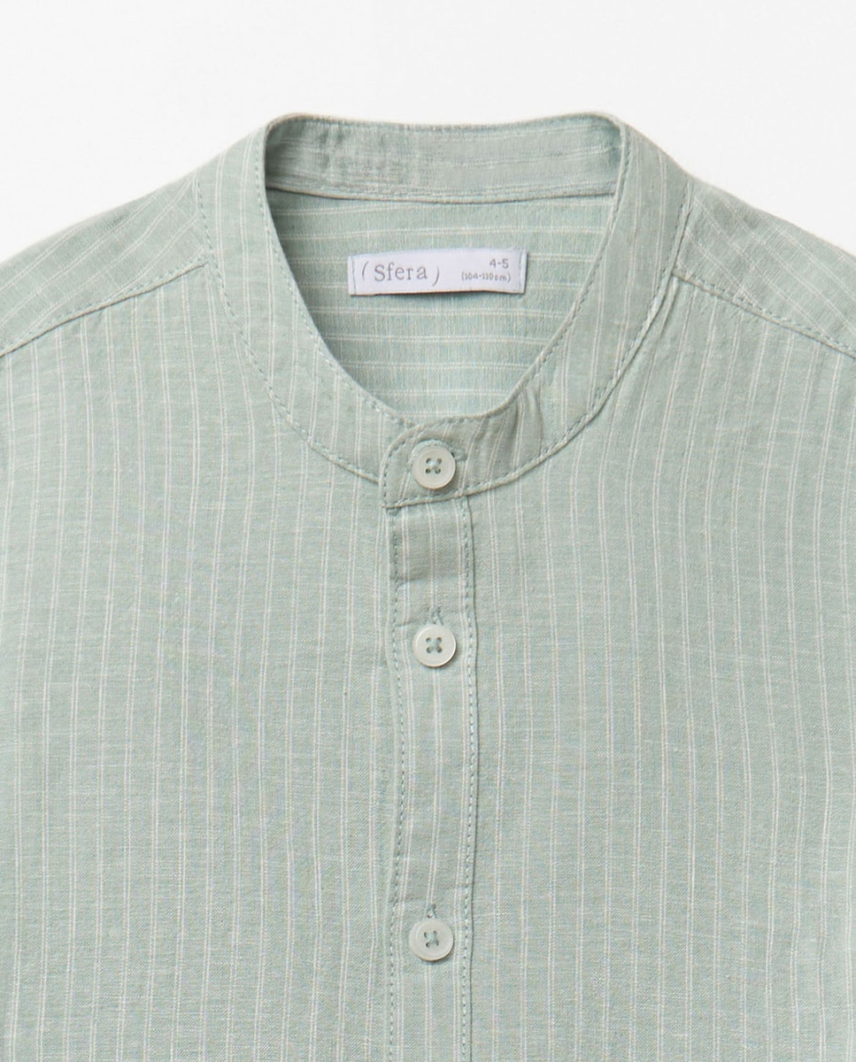 Camisa de Linho Sfera Verde-claro-2