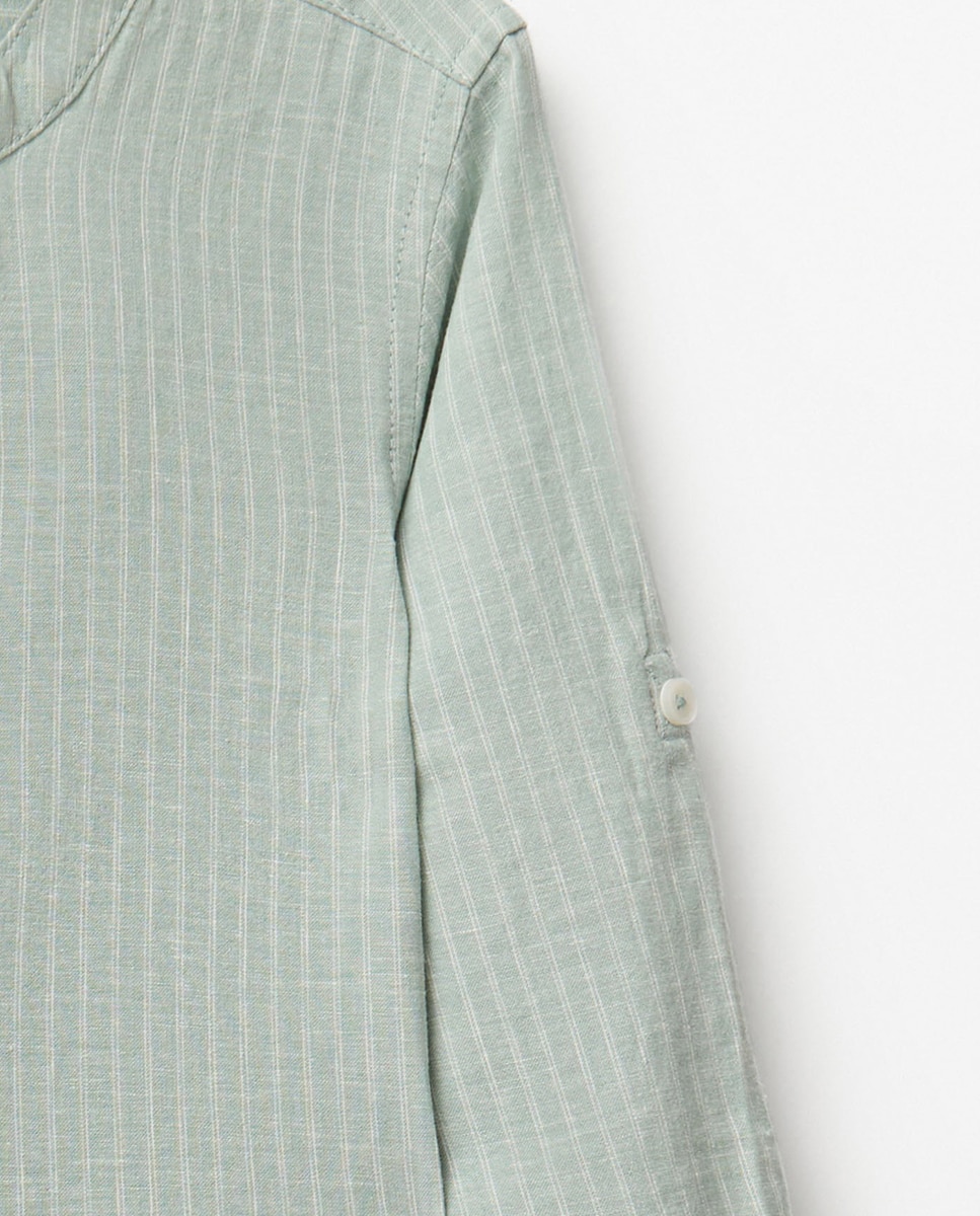 Camisa de Linho Sfera Verde-claro-3