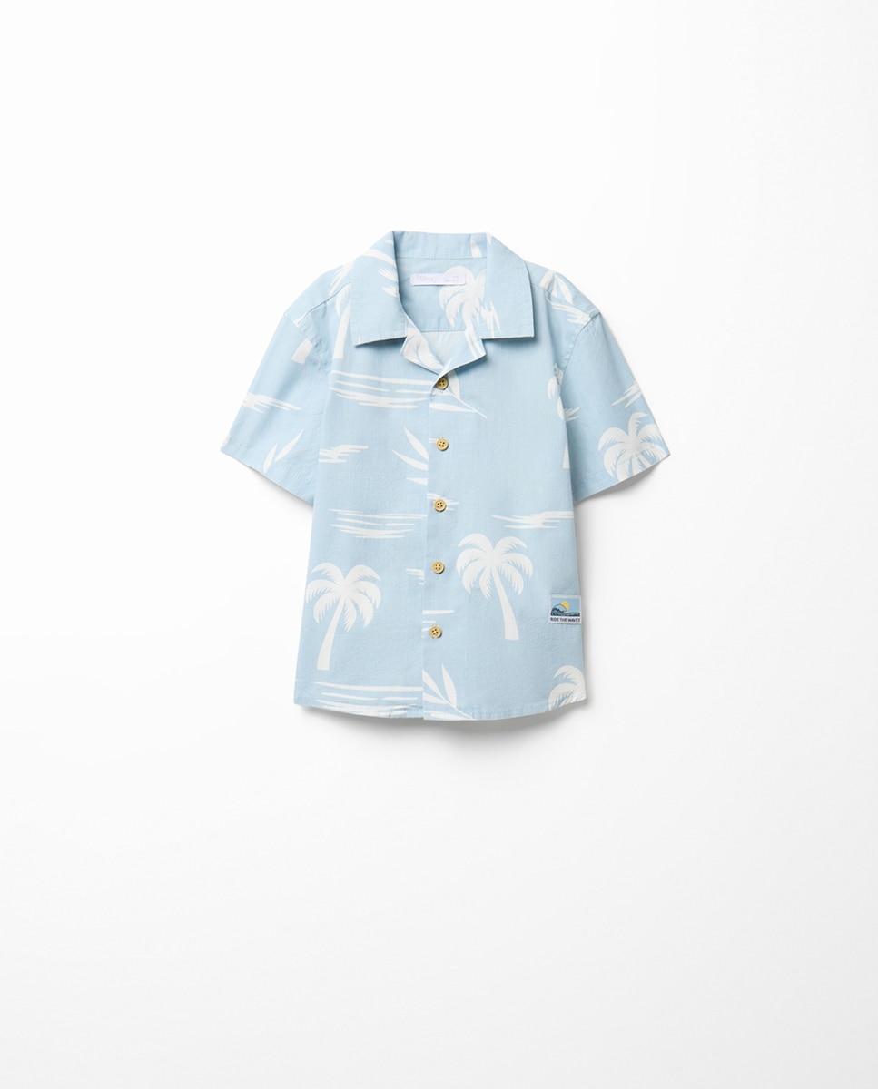 Camisa de Manga Curta Havai Sfera Azul-claro-3
