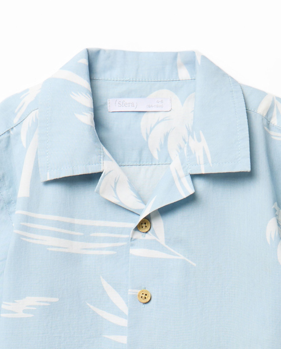 Camisa de Manga Curta Havai Sfera Azul-claro-4