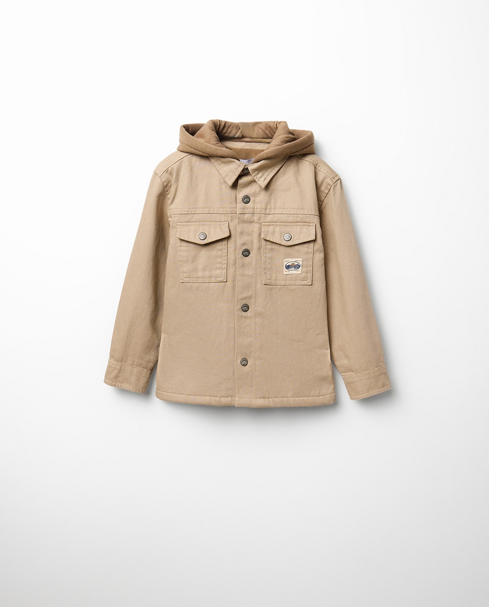 Sobrecamisa Forrada de Sarja Bege-2