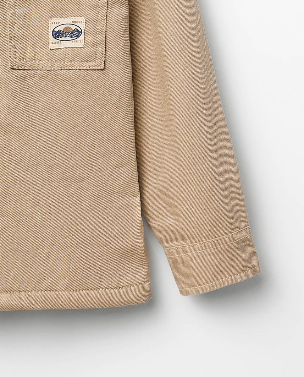 Sobrecamisa Forrada de Sarja Bege-4
