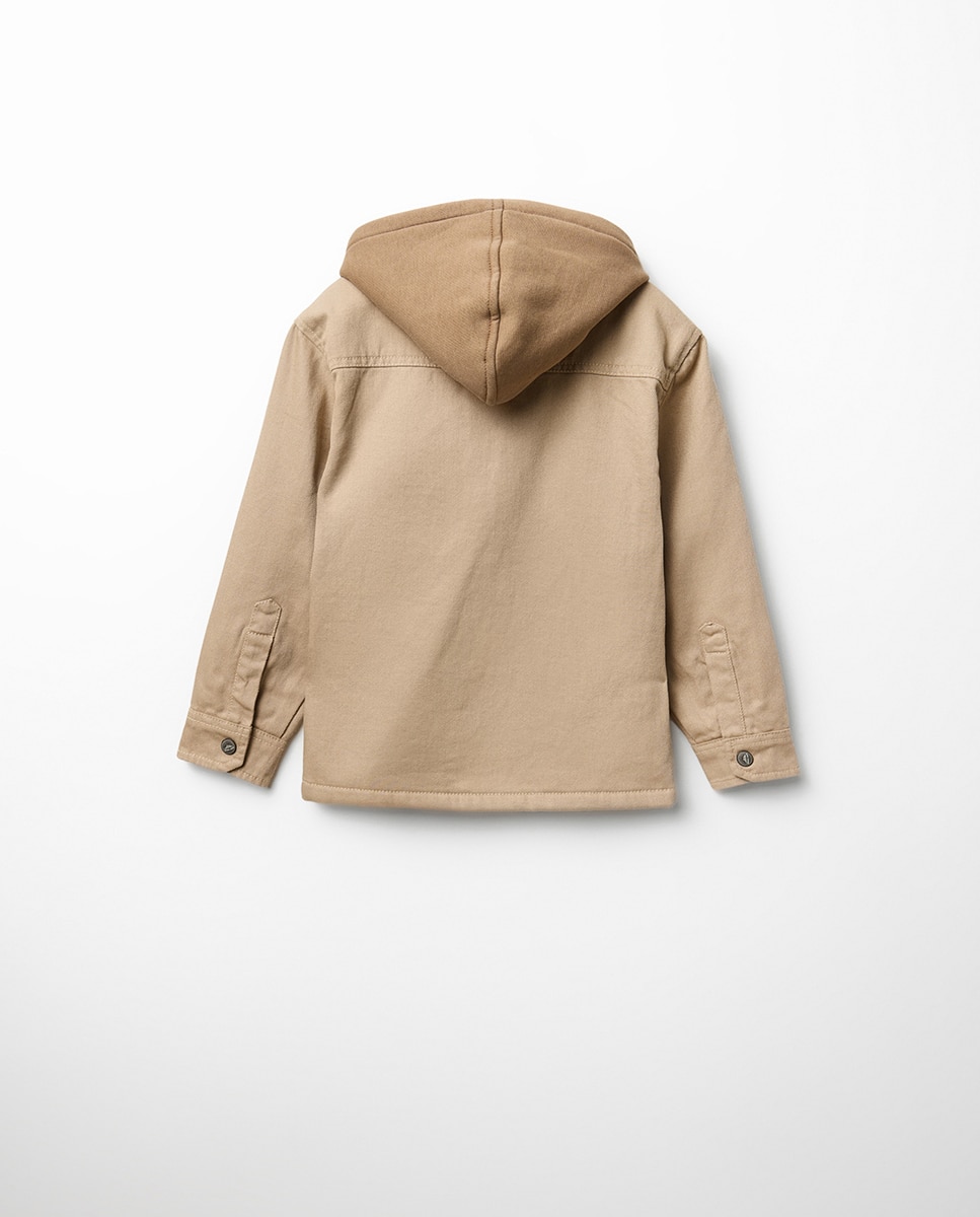 Sobrecamisa Forrada de Sarja Bege-6