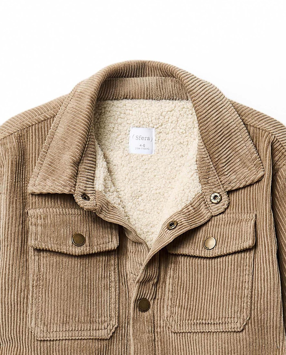 Sobrecamisa pana forrada - Sfera - Beige Beige-4