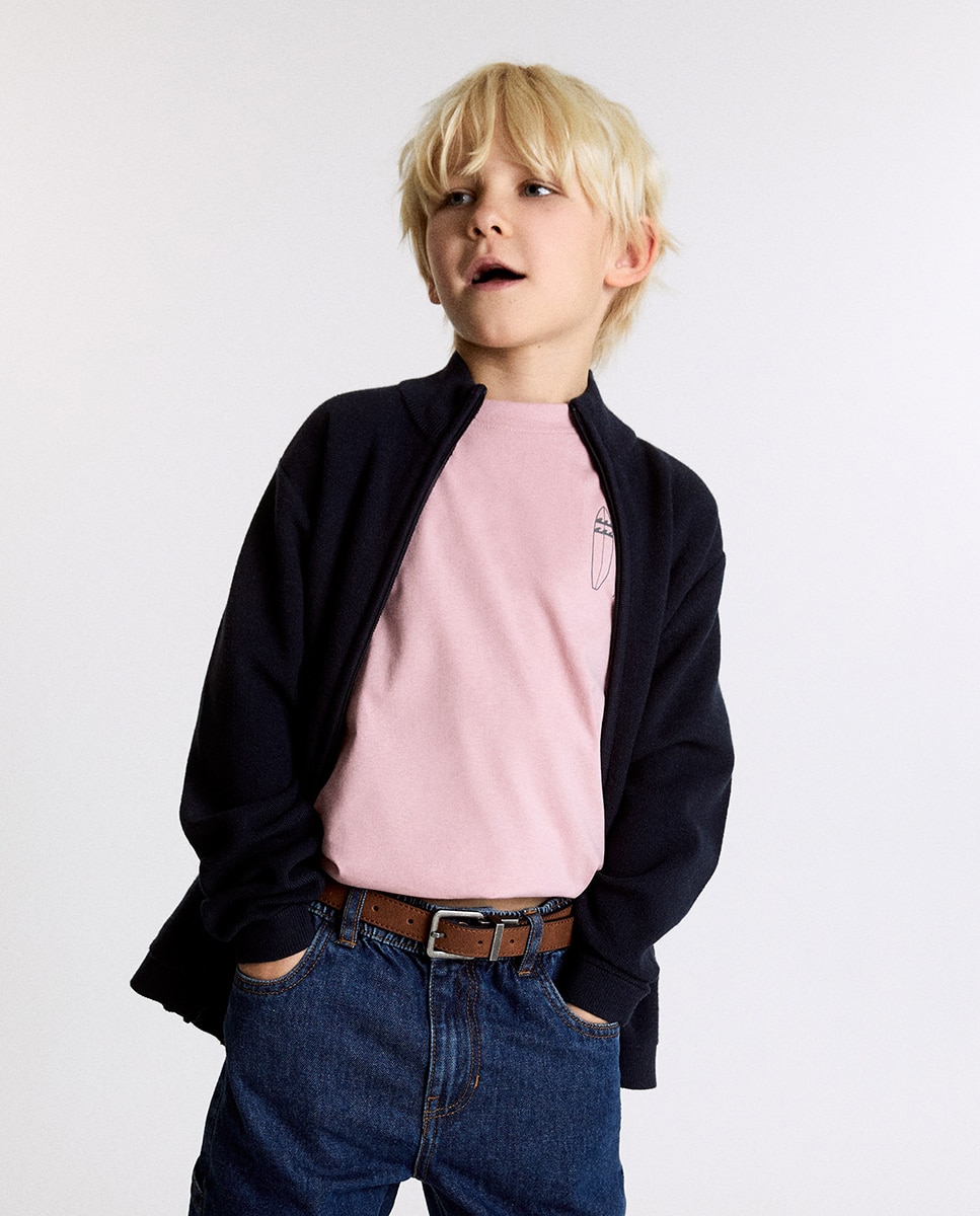 Cardigan com Fecho de Correr Marinho-2
