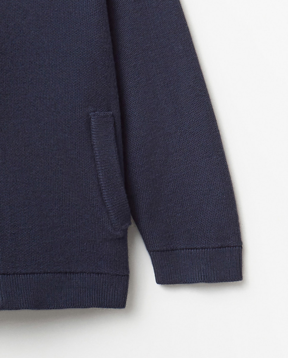 Cardigan com Fecho de Correr Marinho-6