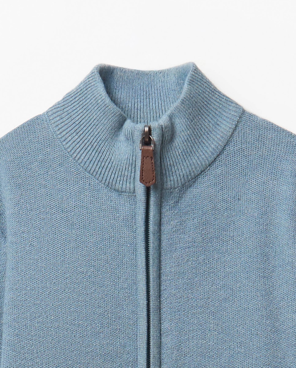 Cardigan com Fecho de Correr Sfera Azul-5