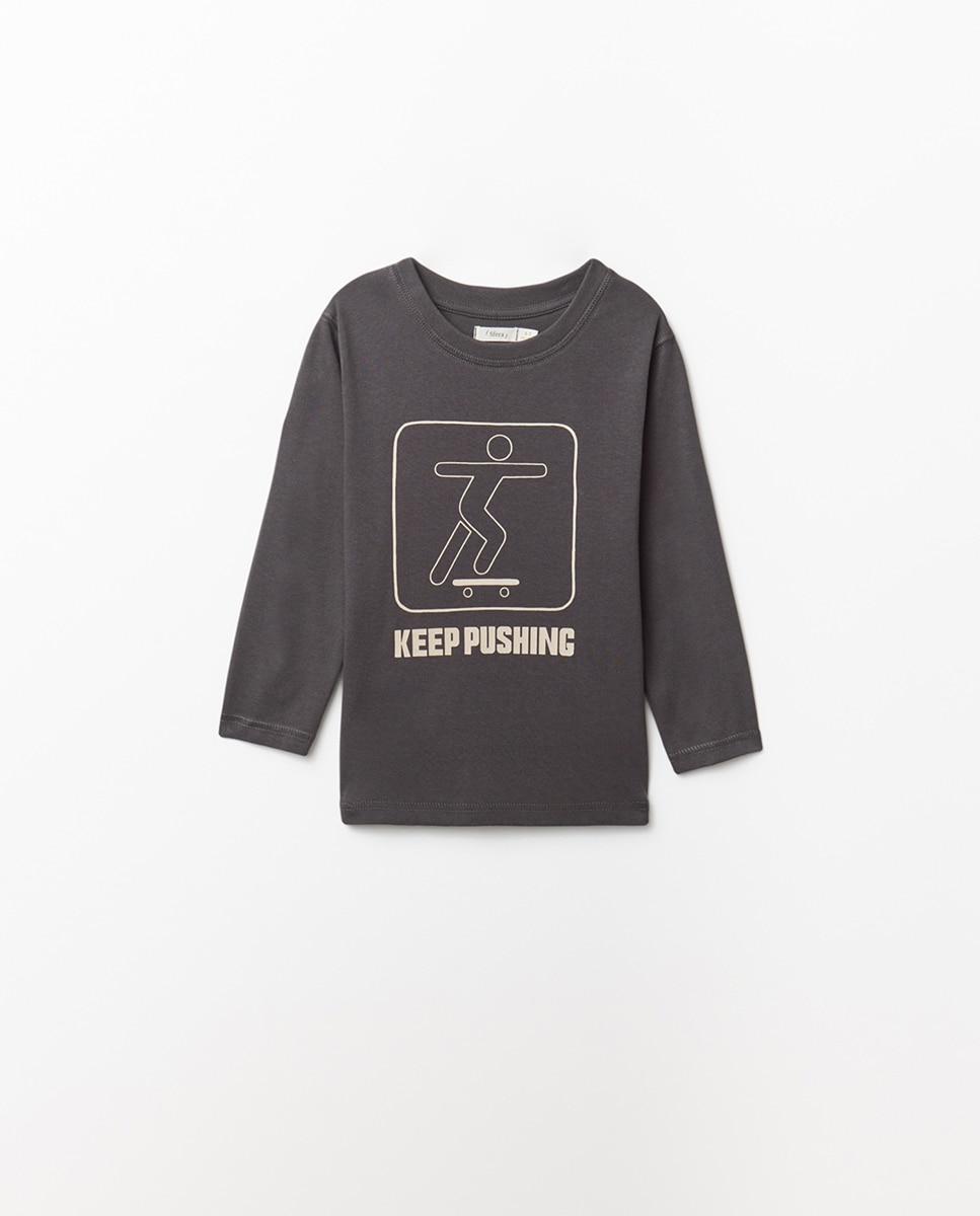 T-shirt com Estampado Básico Antracite-1