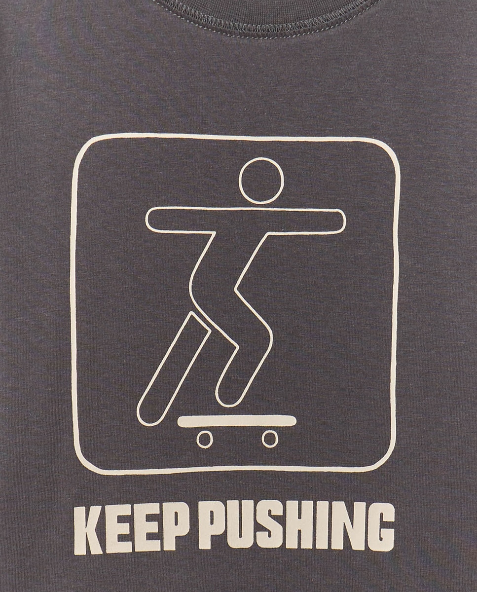 T-shirt com Estampado Básico Antracite-2