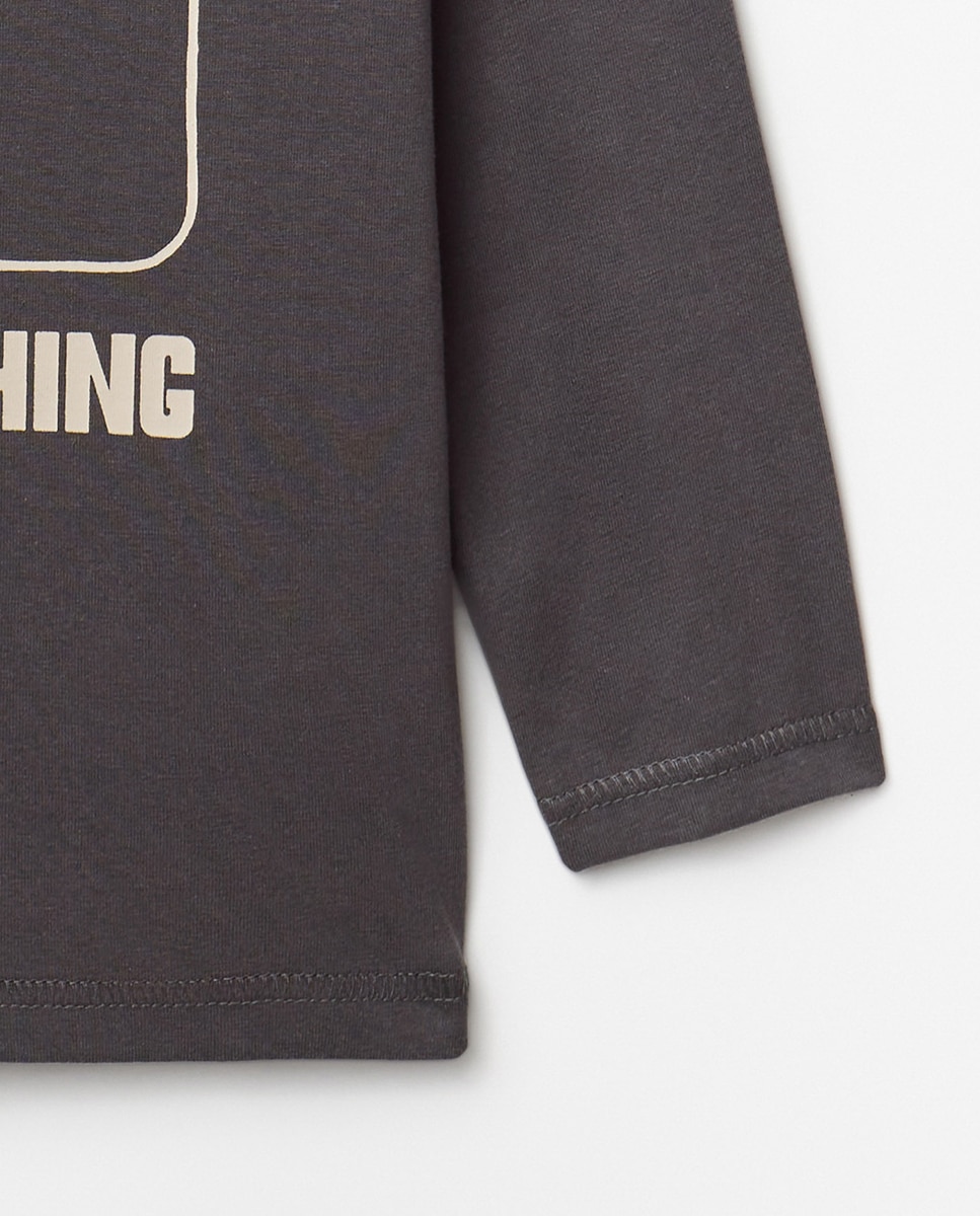 T-shirt com Estampado Básico Antracite-3