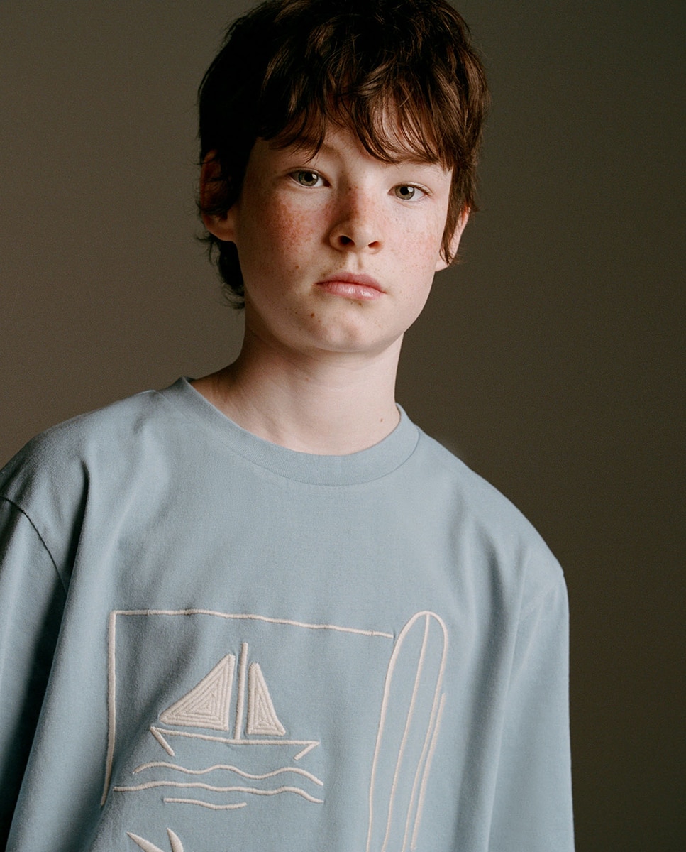 T-shirt com Bordado Sfera Azul-3