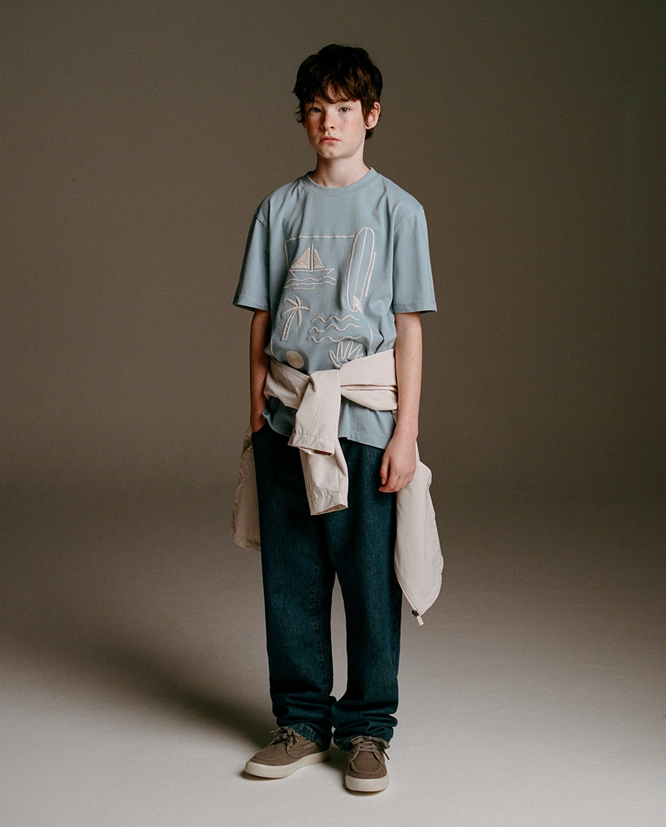 T-shirt com Bordado Sfera Azul-4