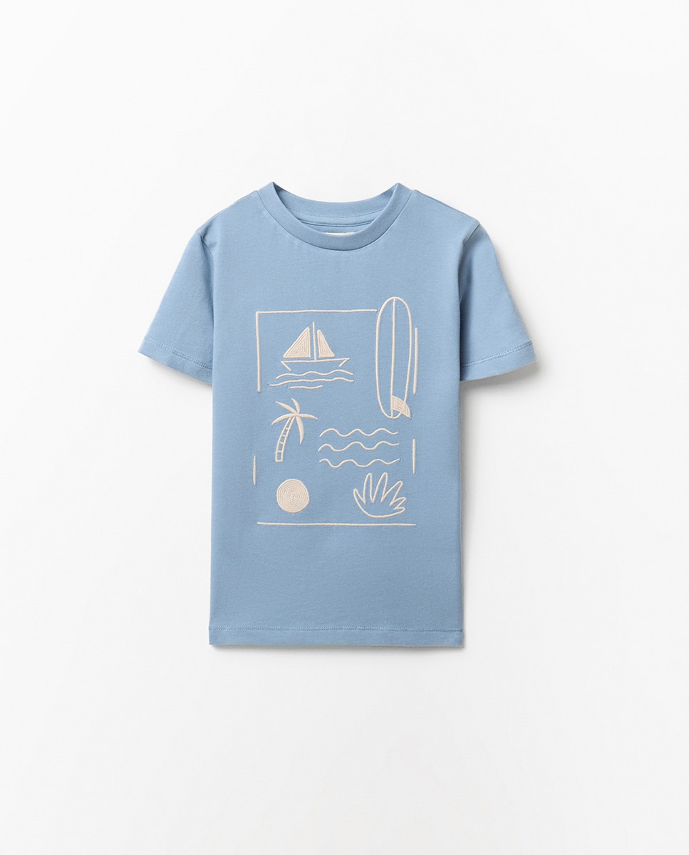 T-shirt com Bordado Sfera Azul-5