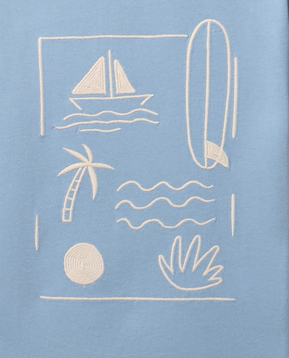 T-shirt com Bordado Sfera Azul-6