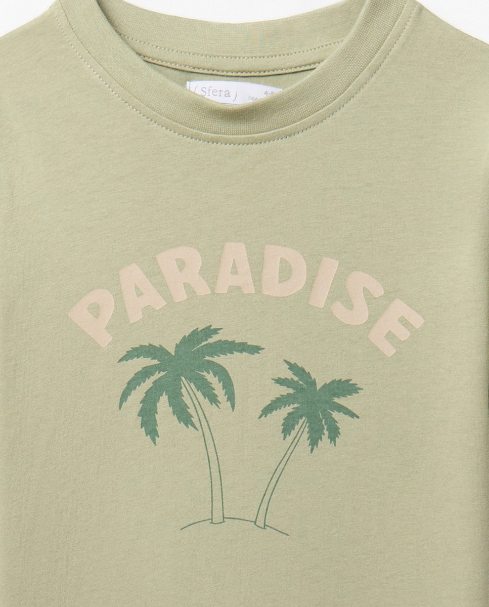 T-shirt com Palmeiras Sfera Verde-claro-2