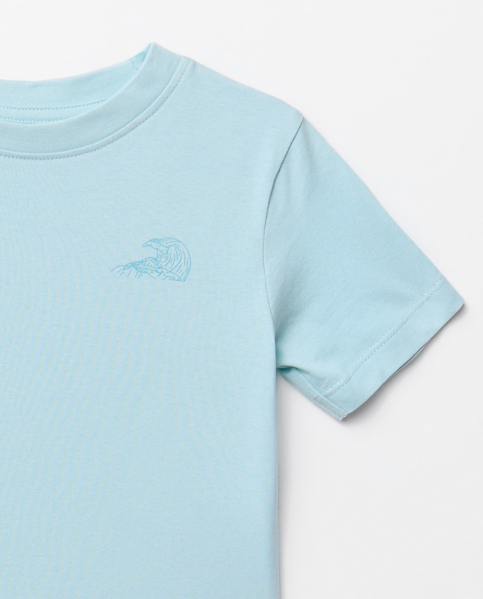 T-shirt básica lisa Azul-claro-2