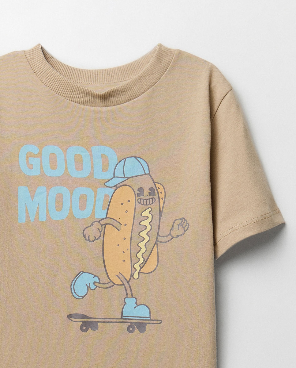 T-shirt Hot Dog Bege-2
